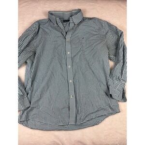 Southern Marsh Mens 2X Green Gingham Wrinkle Free Long Sleeve Button Down Shirt